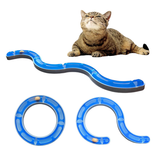 EL ÁTICO PETS Serpiente para Gatos. Circuito Gatos Interactivo. Juguetes para Gatos. Juguetes Interactivos para Gatos. Cat Toys. Pelota para Gatos. Rueda Giratoria para Gatos (Azul/Blanco)